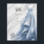 Papier Budget Dusty Blue Robe Sweet 16 Invitation<br><div class="desc">Budget Silver Dusty Blue Sparkle robe Princess Sweet 16 Invitation</div>