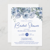 Papier Budget Dusty Blue Romantic Floral Fête des mariées (Devant / Derrière)