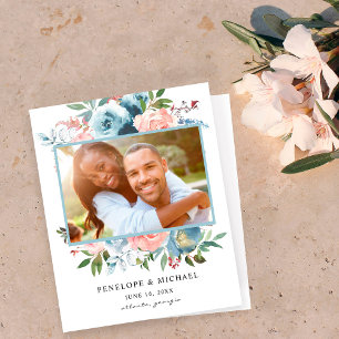 Papier Budget Dusty Blue Rose Floral Enregistrer la date