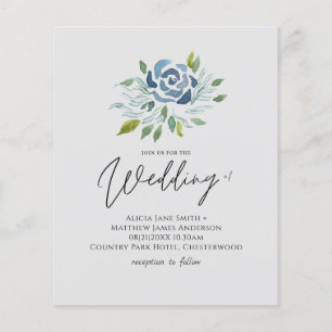Papier Budget Dusty Blue Sage Green Floral Wedding Invita