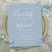 Papier Budget Dusty Blue Script Faire-part de mariage
