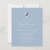 Papier Budget Dusty Blue Silver Floral Cross Garçons Bapt (Devant)