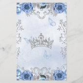 Papier Budget Dusty Blue Silver Floral Princess Sweet 16 (Dos)