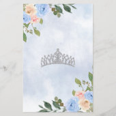 Papier Budget Dusty Blue Silver Floral Princess Sweet 16 (Dos)