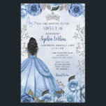 Papier Budget Dusty Blue Silver Floral Princess SWEET 16<br><div class="desc">Budget Élégant Dusty Bleu Argent Papillon Floral Princesse Sweet 16 Invitation</div>