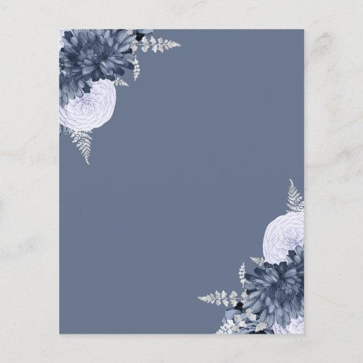 Papier Budget Dusty Blue Silver Floral Save the Date (Dos)