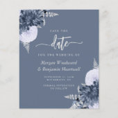 Papier Budget Dusty Blue Silver Floral Save the Date (Devant)