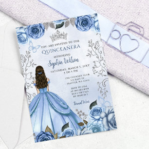 Papier Budget Dusty Blue Silver Princesse Quinceañera