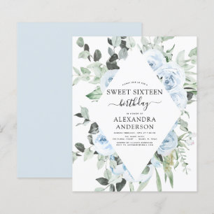 Papier Budget Dusty Blue Sweet sixteen fête d'anniversair