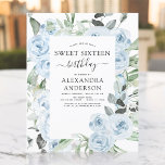Papier Budget Dusty Blue Sweet sixteen fête d'anniversair<br><div class="desc">Budget Dusty Blue Floral Roses et Eucalyptus Botanical Greenery Aquarelle Printemps ou Sweet sixteen d'été Invitations fête d'anniversaire - comprend une belle et élégante typographie script avec des fleurs tropicales modernes et la verdure pour la fête spéciale doux 16.</div>