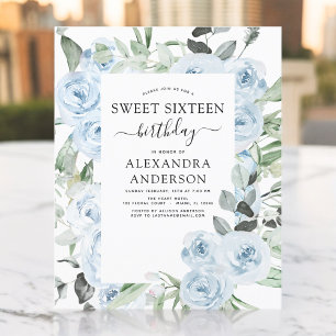 Papier Budget Dusty Blue Sweet sixteen fête d'anniversair