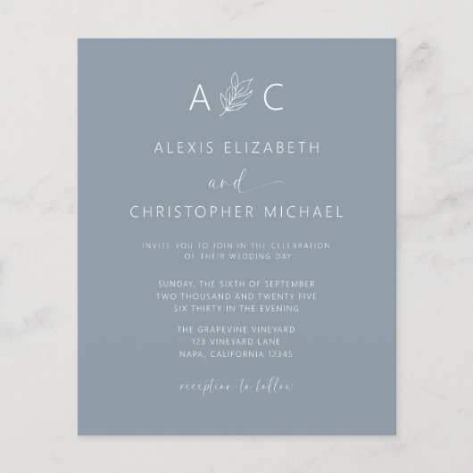 Papier Budget Dusty Blue Tout en un Mariage QR Code (Devant)