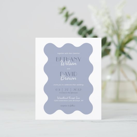 Papier BUDGET Dusty Blue Wave Mariage photo (Debout devant)