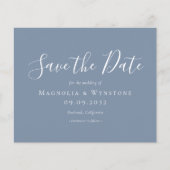 Papier BUDGET Dusty Blue Wedding Enregistrer La Date (Devant)
