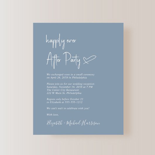 Papier Budget Dusty Blue Wedding Réception Invitation