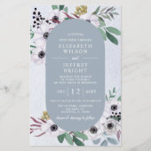 Papier Budget Dusty Blue White Floral Faire-part de maria (Devant)