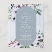Papier Budget Dusty Blue White Floral Faire-part de maria (Devant)