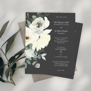 Papier Budget Dusty Blue & White sur Grey Floral Mariage