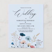 Papier Budget Dusty Blue Wild Floral Faire-part de mariag (Devant)