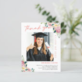 Papier Budget Dusty Floral Photo Graduation Merci (Debout devant)