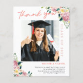 Papier Budget Dusty Floral Photo Graduation Merci (Devant)