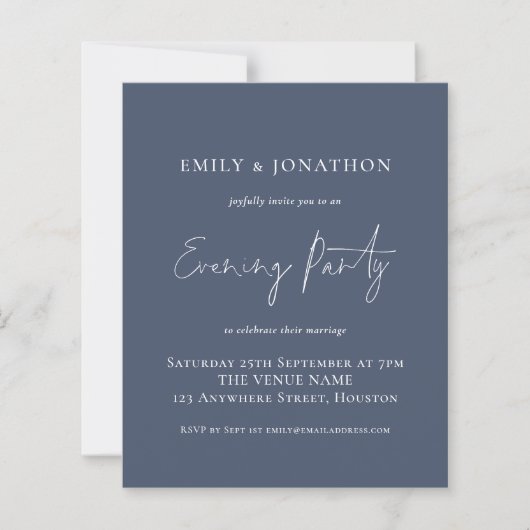 Papier Budget Dusty Navy Blue Mariage Soirée (Devant)