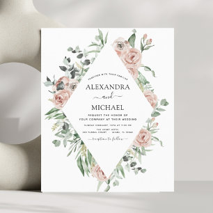 Papier Budget Dusty Pink Eucalyptus Faire-part de mariage