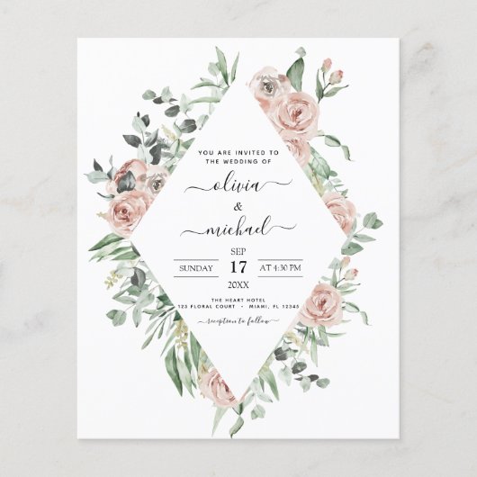Papier Budget Dusty Pink Photo Mariage Eucalyptus (Devant)