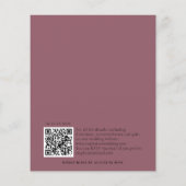 Papier Budget Dusty Plum Floral Mariage QR Code Invitatio (Dos)
