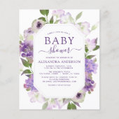 Papier Budget Dusty Purple Floral Baby shower de verdure (Devant)
