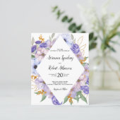 Papier Budget Dusty Purple Floral Boho Faire-part de mari (Debout devant)