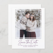 Papier Budget Dusty Purple Photo Enregistrer la date (Devant / Derrière)