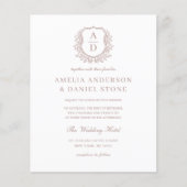 Papier Budget Dusty Rose Crest Faire-part de mariage (Devant)