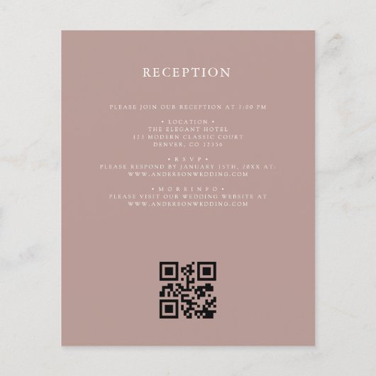 Papier Budget Dusty Rose Crest Mariage QR Code Invitation (Dos)