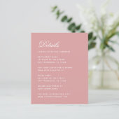 Papier Budget Dusty Rose Détails Mariage Simple Pink Card (Debout devant)