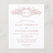 Papier BUDGET Dusty rose faire-part de mariage héraldique (Devant)