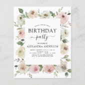 Papier Budget Dusty rose fête d'anniversaire Floral (Devant)