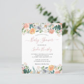 Papier Budget Dusty Rose Floral Baby shower Invitation (Debout devant)