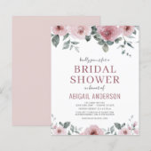 Papier Budget Dusty Rose Floral Bridal Shower Invitation (Devant / Derrière)