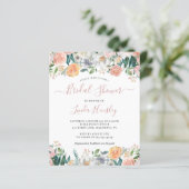 Papier Budget Dusty Rose Floral Bridal Shower Invitation (Debout devant)