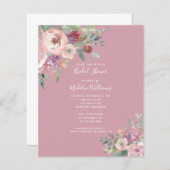 Papier BUDGET Dusty Rose Floral Douche nuptiale Invitatio (Devant / Derrière)