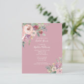 Papier BUDGET Dusty Rose Floral Douche nuptiale Invitatio (Debout devant)