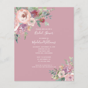 Papier BUDGET Dusty Rose Floral Douche nuptiale Invitatio