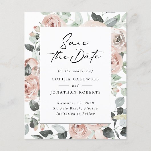 Papier Budget Dusty Rose Floral Eucalyptus Enregistrer la (Devant)