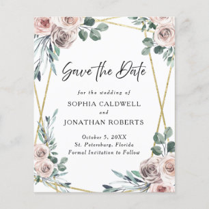 Papier Budget Dusty Rose Floral Eucalyptus Enregistrer la