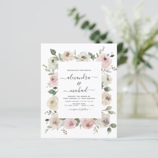 Papier Budget Dusty rose Floral Eucalyptus Mariage (Debout devant)