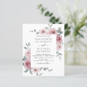 Papier Budget Dusty rose Floral Faire-part de mariage (Debout devant)