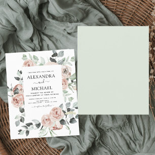 Papier Budget Dusty rose Floral Faire-part de mariage