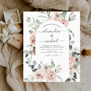 Papier Budget Dusty rose Floral Faire-part de mariage