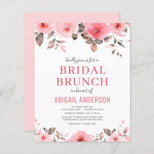Papier Budget Dusty rose Floral Invitation à la douche nu